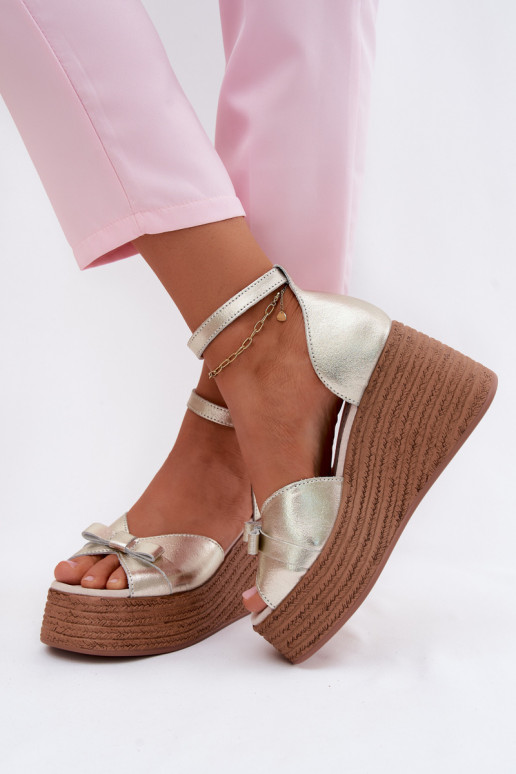 Piel Sandalias plataforma color dorado Ashen