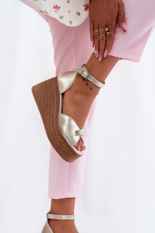 Piel Sandalias plataforma color dorado Ashen
