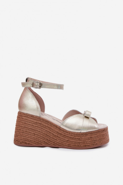 Piel Sandalias plataforma color dorado Ashen