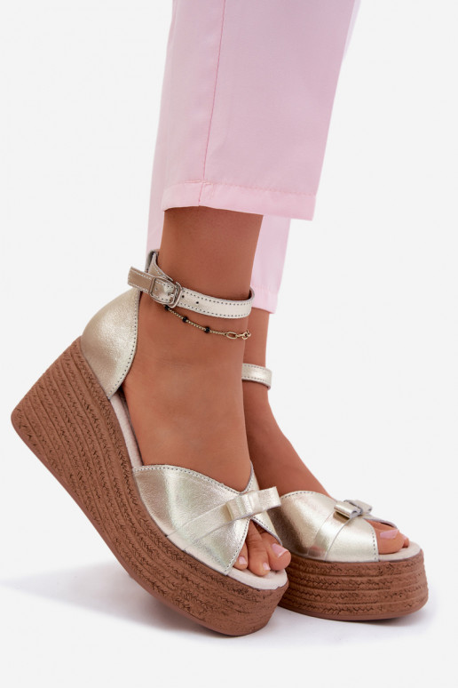 Piel Sandalias plataforma color dorado Ashen