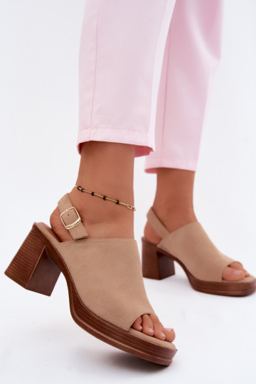 Sandalias de tacón para mujer de ante sintético en color arena Eclipse 2