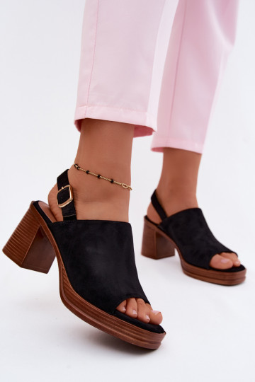 Sandalias de tacón para mujer de ante sintético en color negro Eclipse 2