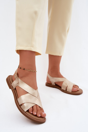 Sandalias planas doradas para mujer Blinga