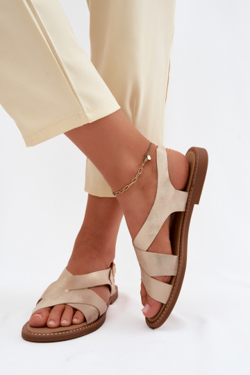 Sandalias planas doradas para mujer Blinga 2