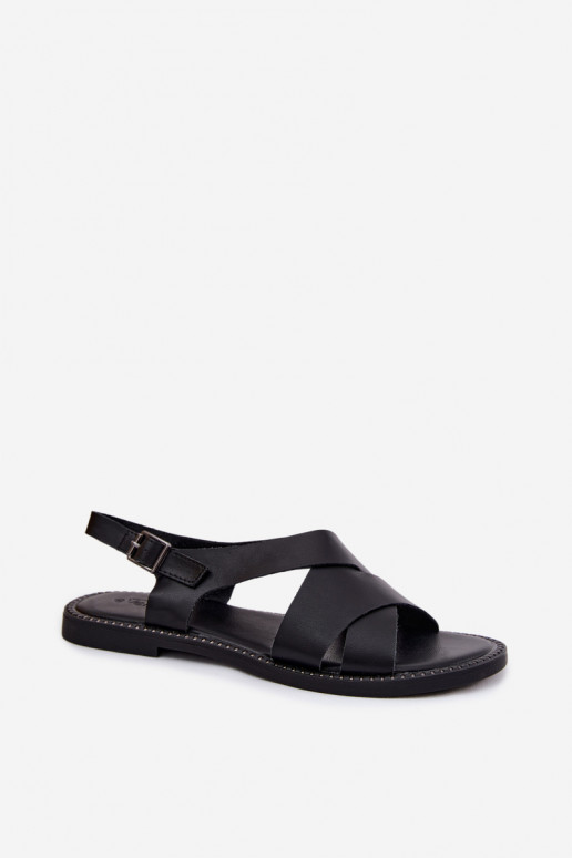 Sandalias planas para mujer. de color negro Blinga