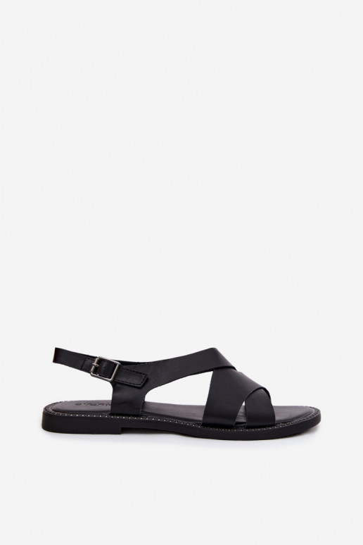 Sandalias planas para mujer. de color negro Blinga