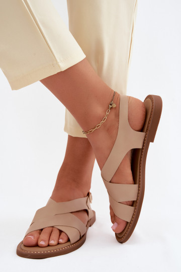 Sandalias planas para mujer. beige Blinga