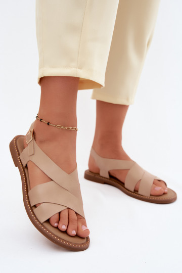 Sandalias planas beige para mujer Blinga 2
