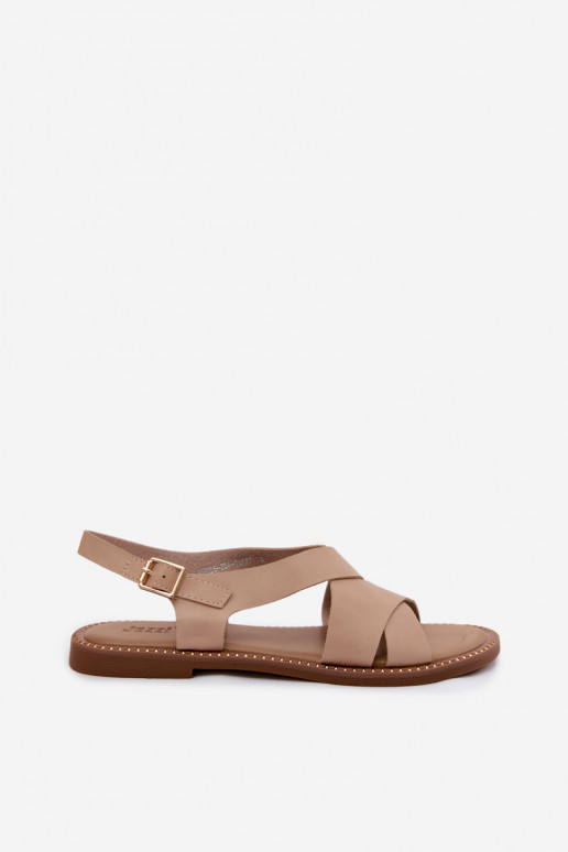 Sandalias planas beige para mujer Blinga