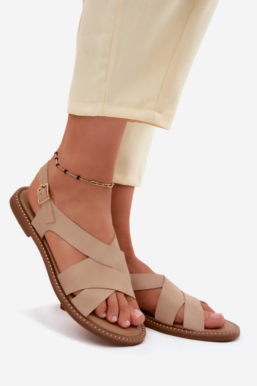 Sandalias planas para mujer. beige Blinga