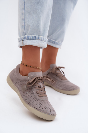 Zapatos de mujer de ante sintético con cordones en color arena Bahia 2
