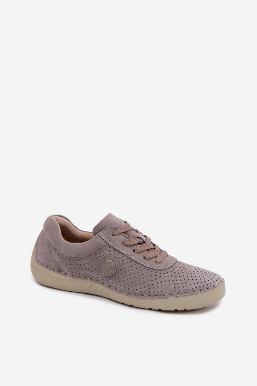 Zapatos de mujer de ante sintético con cordones en color arena Bahia