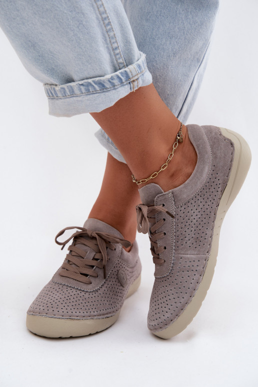 Zapatos de mujer de ante sintético con cordones en color arena Bahia