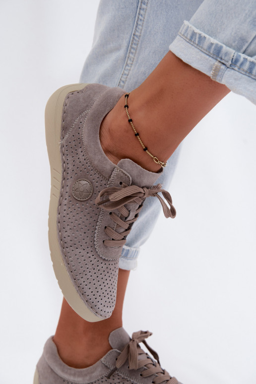 Zapatos de mujer de ante sintético con cordones en color arena Bahia