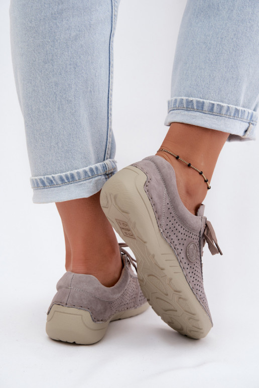 Zapatos de mujer de ante sintético con cordones en color arena Bahia