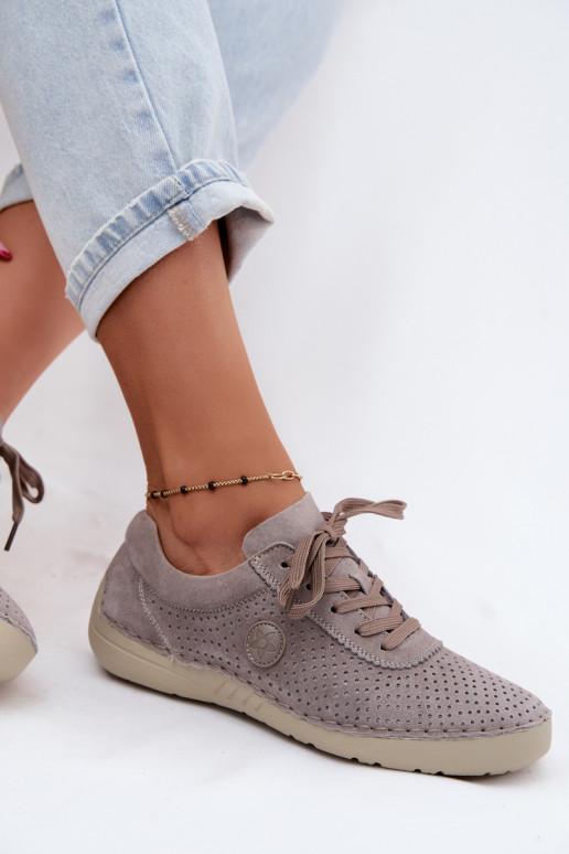 Piel de gamuza zapatos Femenino con cordones beige Bahia
