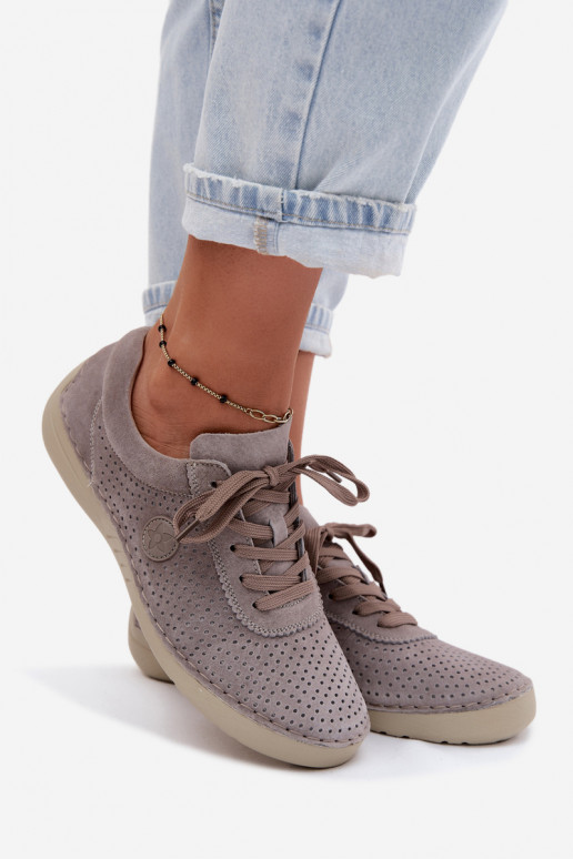 Zapatos de mujer de ante sintético con cordones en color arena Bahia