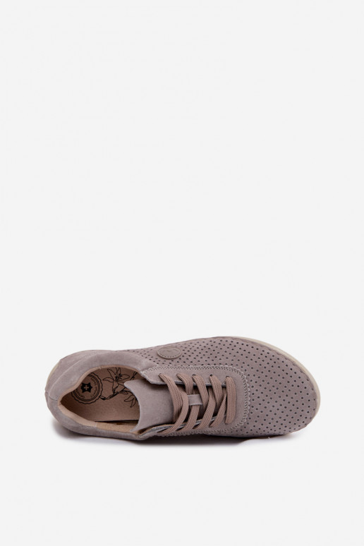Piel de gamuza zapatos Femenino con cordones beige Bahia
