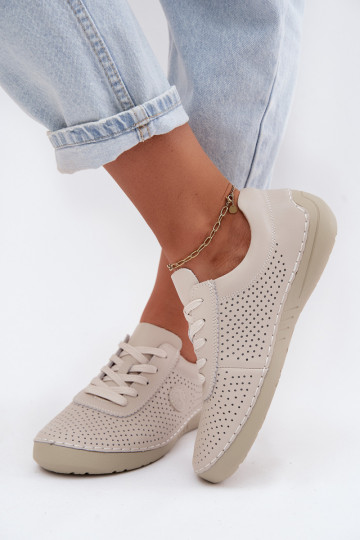 Zapatos de mujer de cuero marfil con cordones Bahia