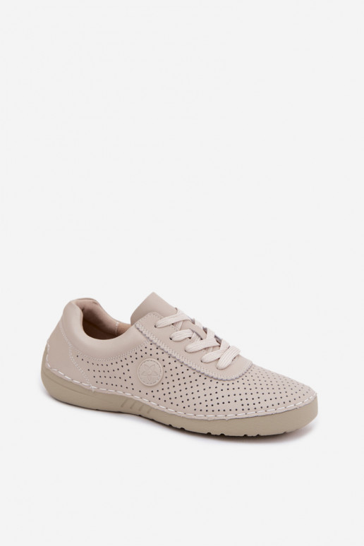 Zapatos de mujer de cuero marfil con cordones Bahia