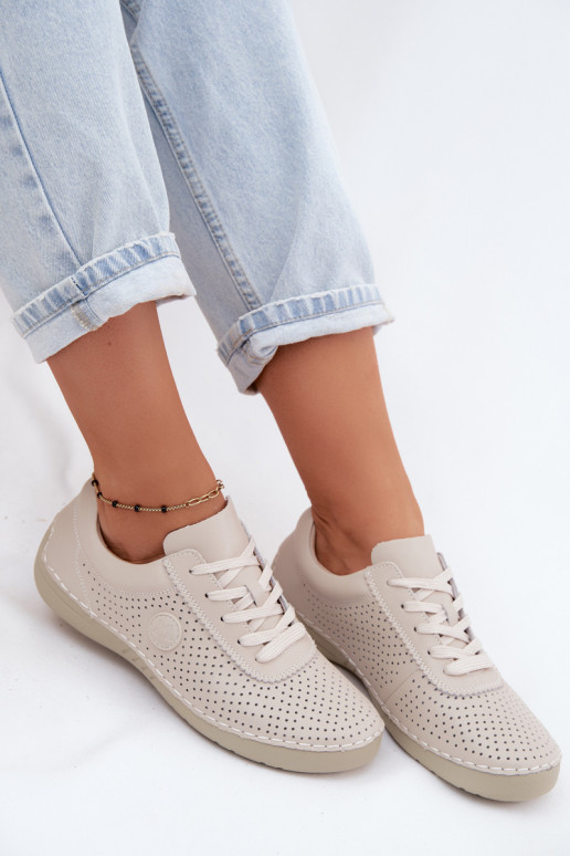 Piel zapatos Femenino con cordones color marfil Bahia