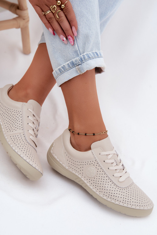 Zapatos de mujer de cuero marfil con cordones Bahia