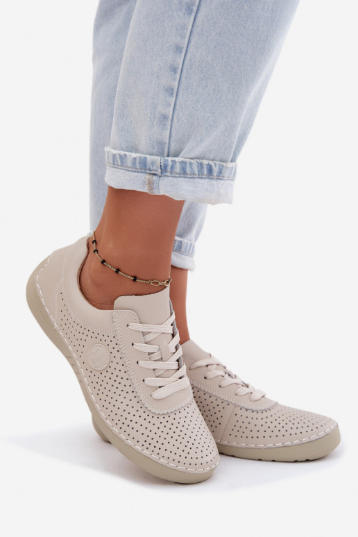 Zapatos de mujer de cuero marfil con cordones Bahia