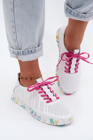 Zapatos de mujer de cuero blancos con cordones Cadiz
