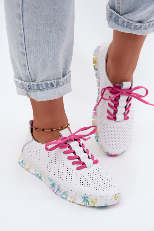 Piel zapatos Femenino con cordones el color blanco Cadiz