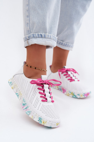 Zapatos de mujer de cuero blancos con cordones Cadiz 2