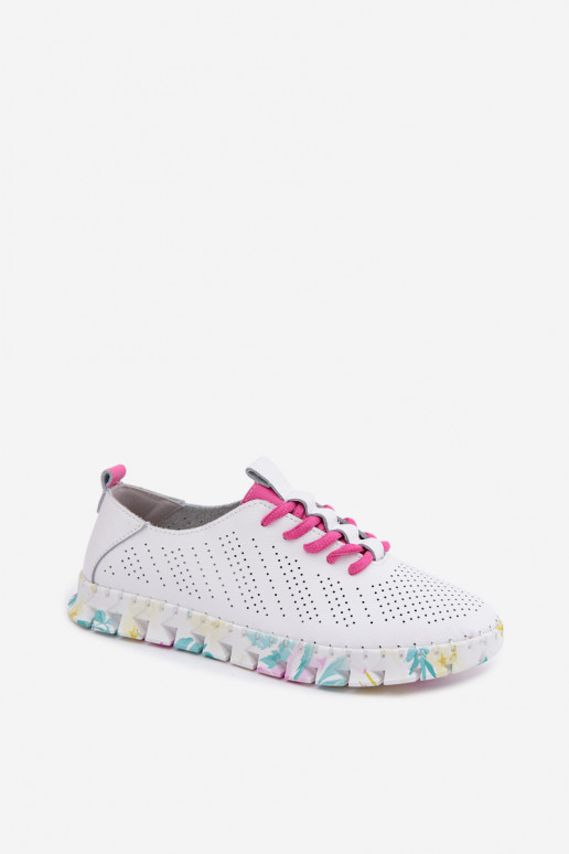 Zapatos de mujer de cuero blancos con cordones Cadiz