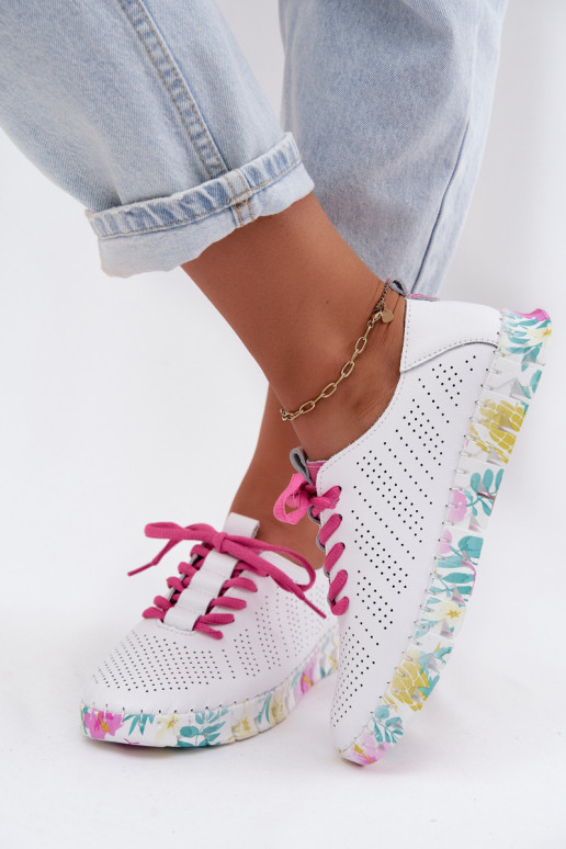 Piel zapatos Femenino con cordones el color blanco Cadiz