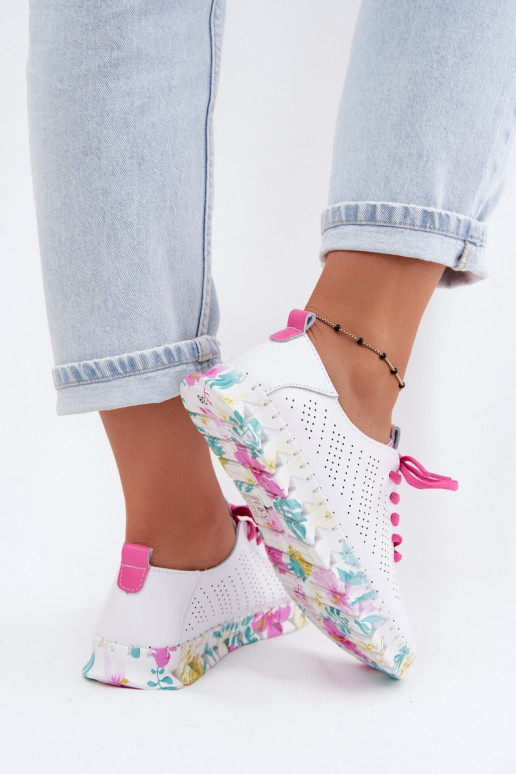 Zapatos de mujer de cuero blancos con cordones Cadiz