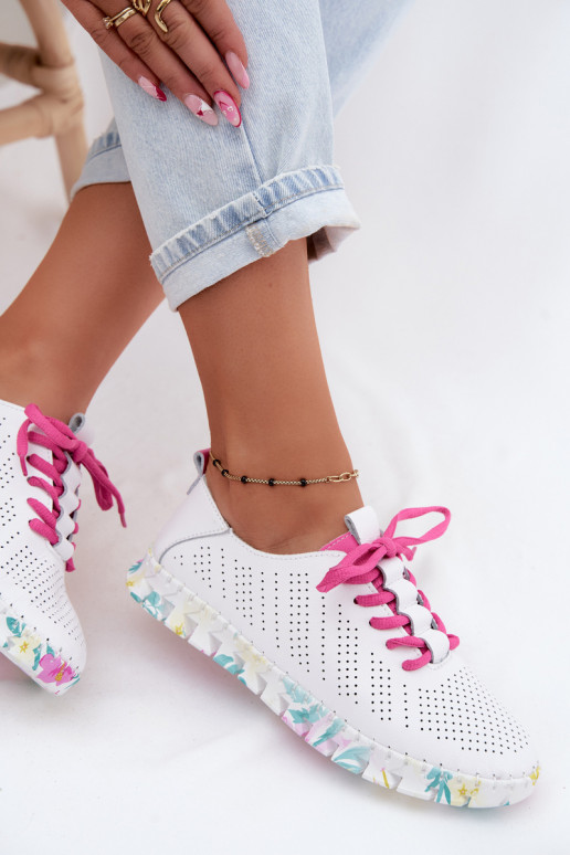 Zapatos de mujer de cuero blancos con cordones Cadiz