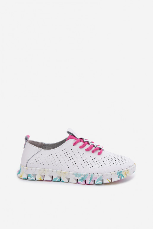 Piel zapatos Femenino con cordones el color blanco Cadiz
