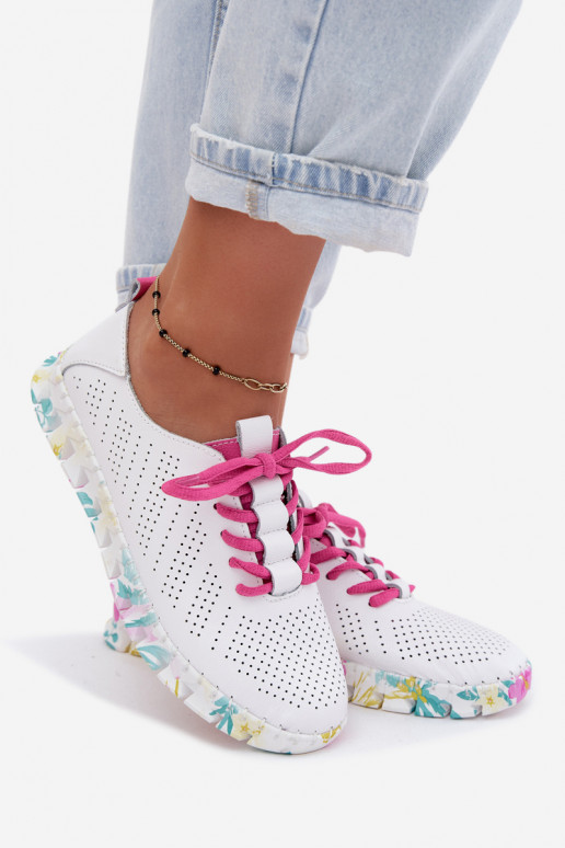 Zapatos de mujer de cuero blancos con cordones Cadiz