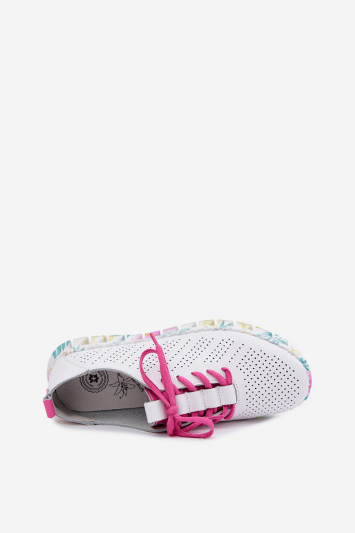 Piel zapatos Femenino con cordones el color blanco Cadiz