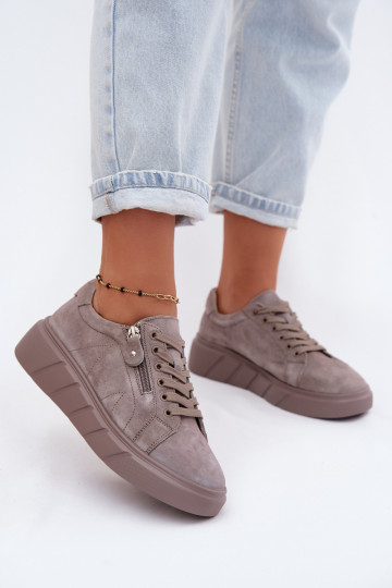 Zapatos de mujer con plataforma de ante sintético color arena Luna