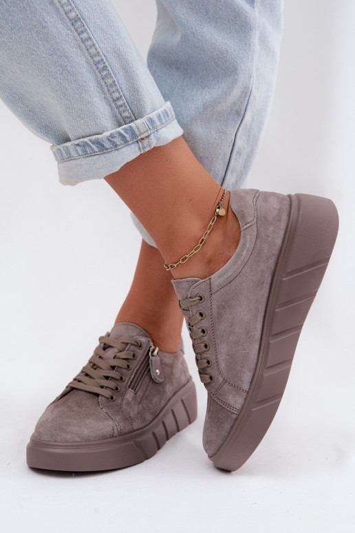 Zapatos de mujer con plataforma de ante sintético color arena Luna