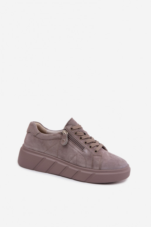 Zapatos de mujer con plataforma de ante sintético color arena Luna