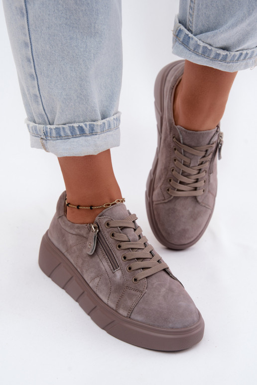 zapatos FemeninoActivadoturalnego de gamuzau con una plataforma beige Lunis
