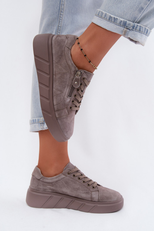 zapatos FemeninoActivadoturalnego de gamuzau con una plataforma beige Lunis