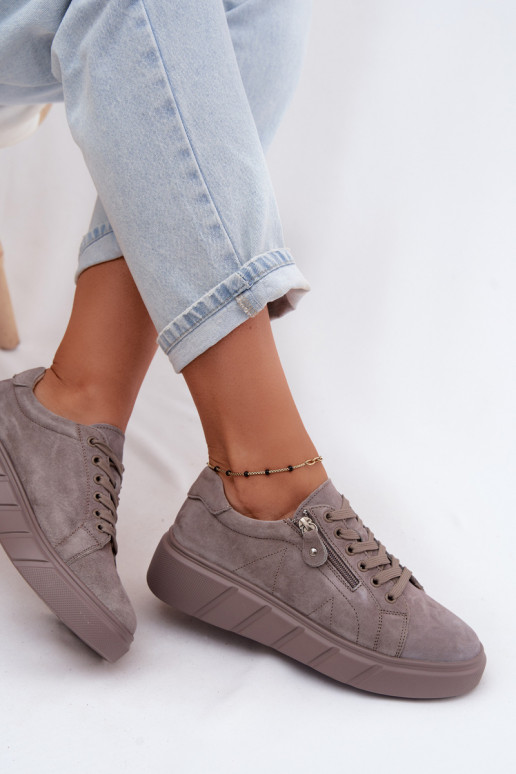 Zapatos de mujer con plataforma de ante sintético color arena Luna