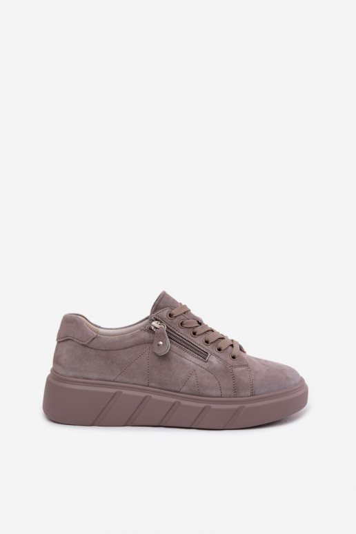 Zapatos de mujer con plataforma de ante sintético color arena Luna