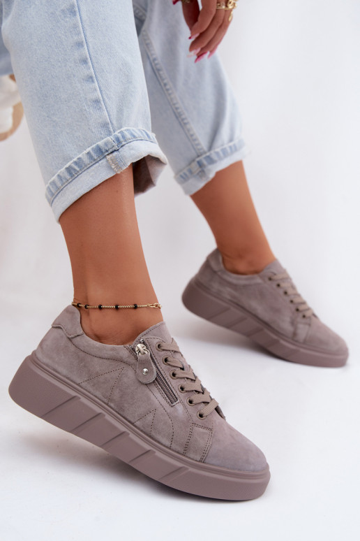 Zapatos de mujer con plataforma de ante sintético color arena Luna