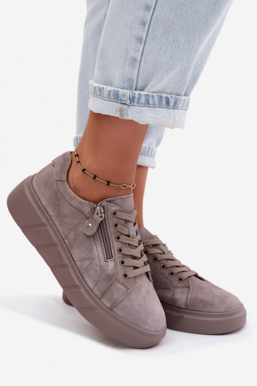 zapatos FemeninoActivadoturalnego de gamuzau con una plataforma beige Lunis