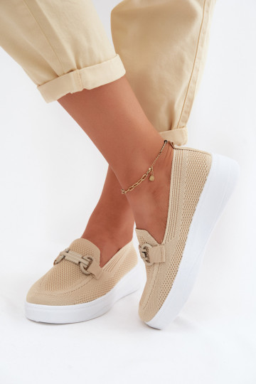  zapatos Femenino con una plataforma con adornos beige Freshy
