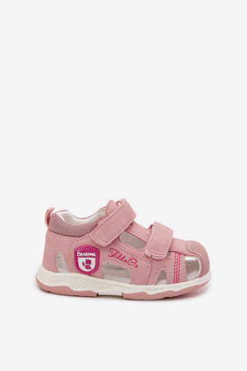 Sandalias infantiles con cierres adhesivos de color rosa Ambera 2