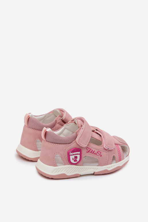 Sandalias infantiles con cierres adhesivos de color rosa Ambera