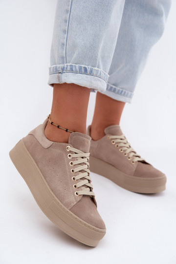 Zapatillas de mujer de ante sintético con plataforma color arena Zazoo N408S7 2